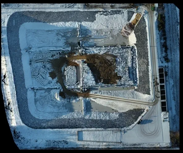 fotomapa z drona - stan kwatery zimą